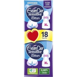 EVERY DAY | Sanitary Pads Sensitive Extra Long Ultra Plus 18 Pieces