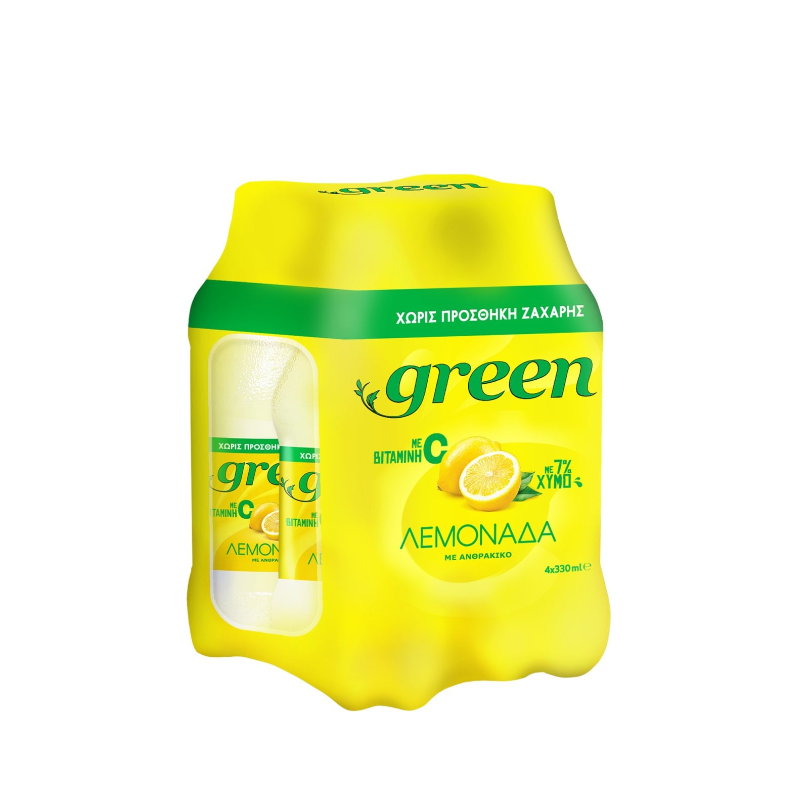 GREEN Αναψυκτικό Λεμονάδα Στέβια Με Ανθρακικό Κουτί 4 X 330ml