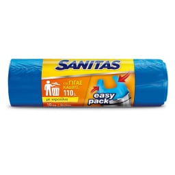 SANITAS | Σακούλες Απορριμμάτων Easy Pack με Χερούλια Γίγας 10 Τεμάχια