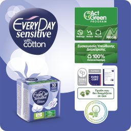 EVERY DAY | Σερβιέτες Sensitive Cotton Maxi Night Ultra Plus 30 Τεμάχια