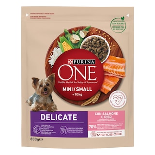 PURINA ONE | Σκυλοτροφή Delicate Mini Σολομός και Ρύζι 800g