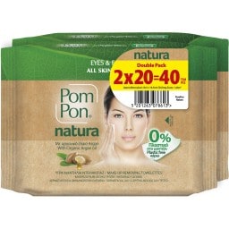 POM PON | Υγρά Μαντήλια Ντεμακιγιάζ Natura 2x20 Tεμάχια