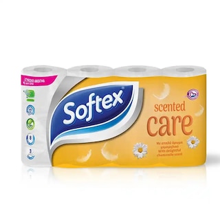 SOFTEX | Χαρτί Υγείας Care Χαμομήλι 3 Φύλλα 8 Ρολά 624g