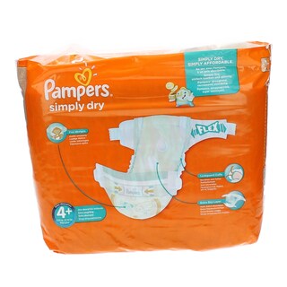 PAMPERS | SIMPLY DRY | DIAPERS MAXI PLUS 9-20KG N4+ 34 PCS