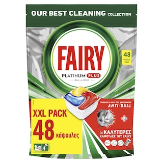 FAIRY | Κάψουλες Πλυντηρίου Πιάτων Platinum Plus Anti-Dull Lemon 48 Τεμάχια
