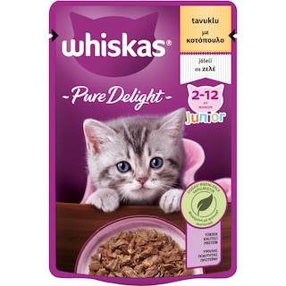 WHISKAS | Γατοτροφή Pure Delight Junior Κοτόπουλο σε Ζελέ 85g