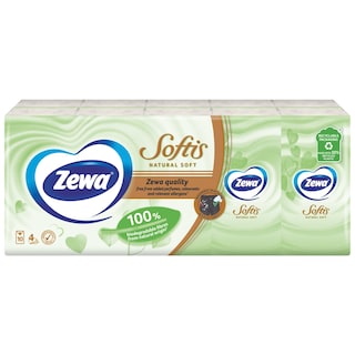ZEWA | Χαρτομάντηλα Τσέπης Softis Natural Soft 10 Τεμάχια