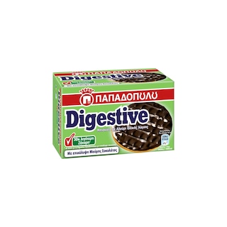 ΠΑΠΑΔΟΠΟΥΛΟΥ | Μπισκότα Digestive Μαύρη Σοκολάτα 30% Λιγότερη Ζάχαρη 200g