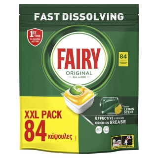 FAIRY | Κάψουλες Πλυντηρίου Πιάτων Original Lemon 84 Τεμάχια