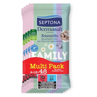 Μωρομάντηλα Dermasoft Family Χαμομήλι 4x12 Τεμάχια