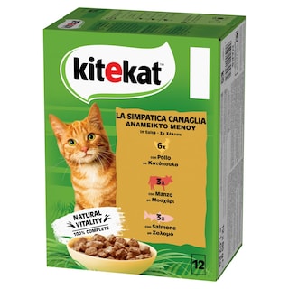 KITE KAT | Γατοτροφή Κοτόπουλο Μοσχάρι Σολομός 12x85g