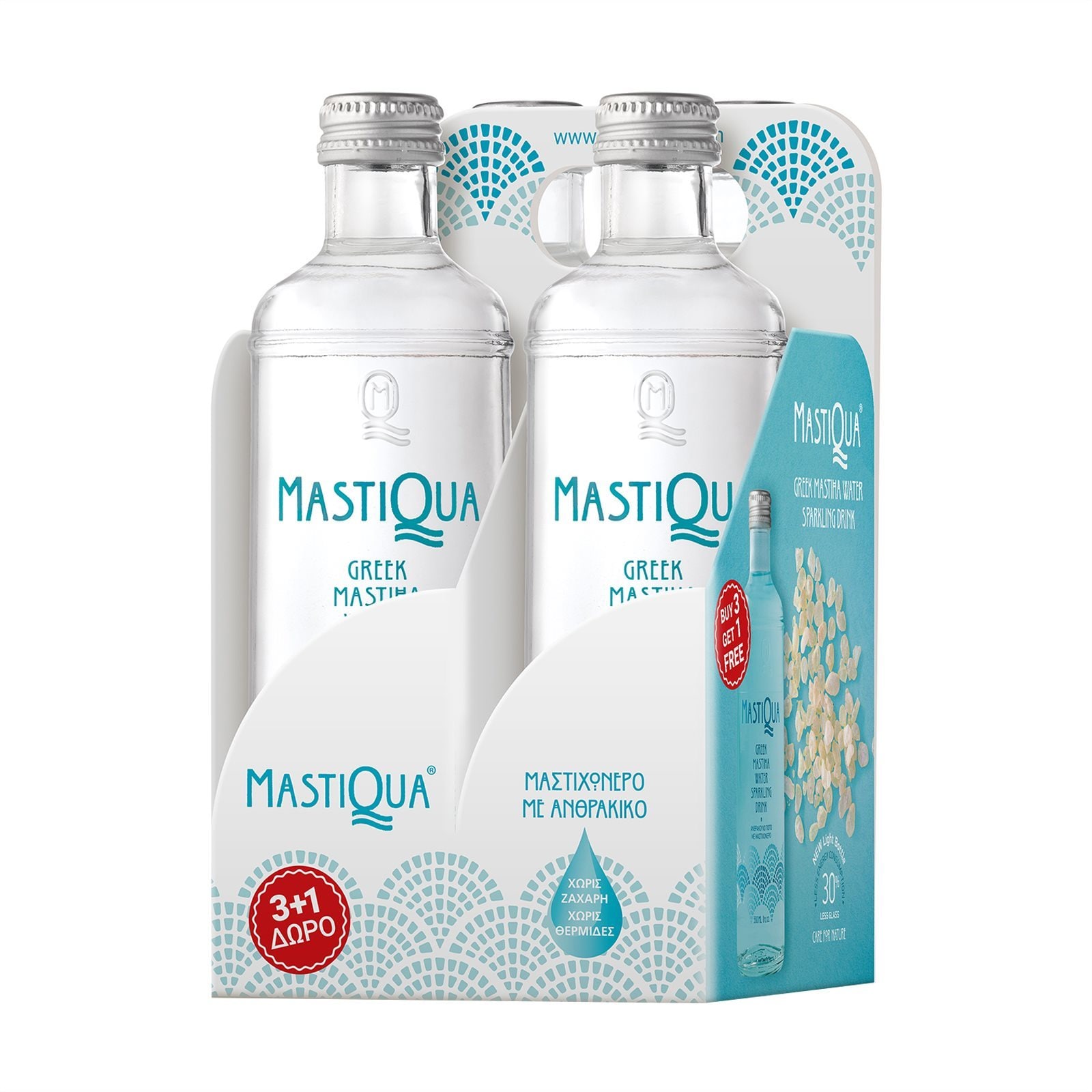 MASTIQUA Νερό Ανθρακούχο Μαστιχόνερο Φιάλη 330ml 3+1 Δώρο