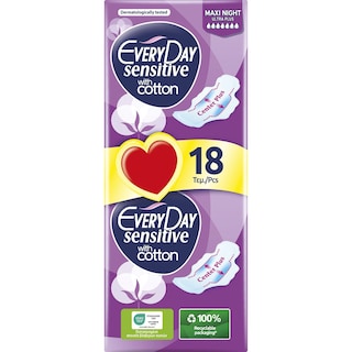 EVERY DAY | Σερβιέτες Ultra Plus Sensitive Maxi Night 18 Τεμάχια