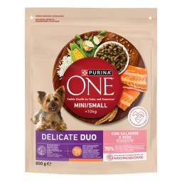 PURINA ONE | Σκυλοτροφή Delicate Mini Σολομός και Ρύζι 800g