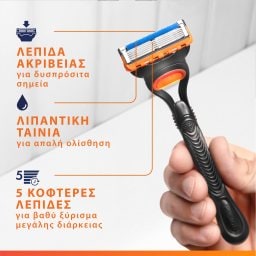 GILLETTE | Ξυριστική Μηχανή Fusion 5 + 2 Ανταλλακτικά 1 Τεμάχιο