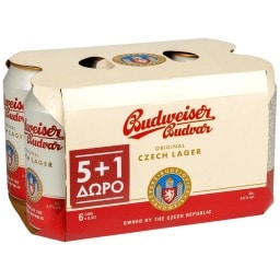 BUDWEISER | Μπύρα Budweiser Budvar Κουτί 330ml 5+1 Δώρο