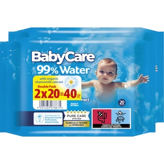 BABY CARE | Μωρομάντηλα 99% Water 2x20 Τεμάχια