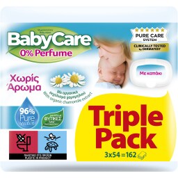 BABY CARE | Μωρομάντηλα Χωρίς Άρωμα 3x54 Τεμάχια