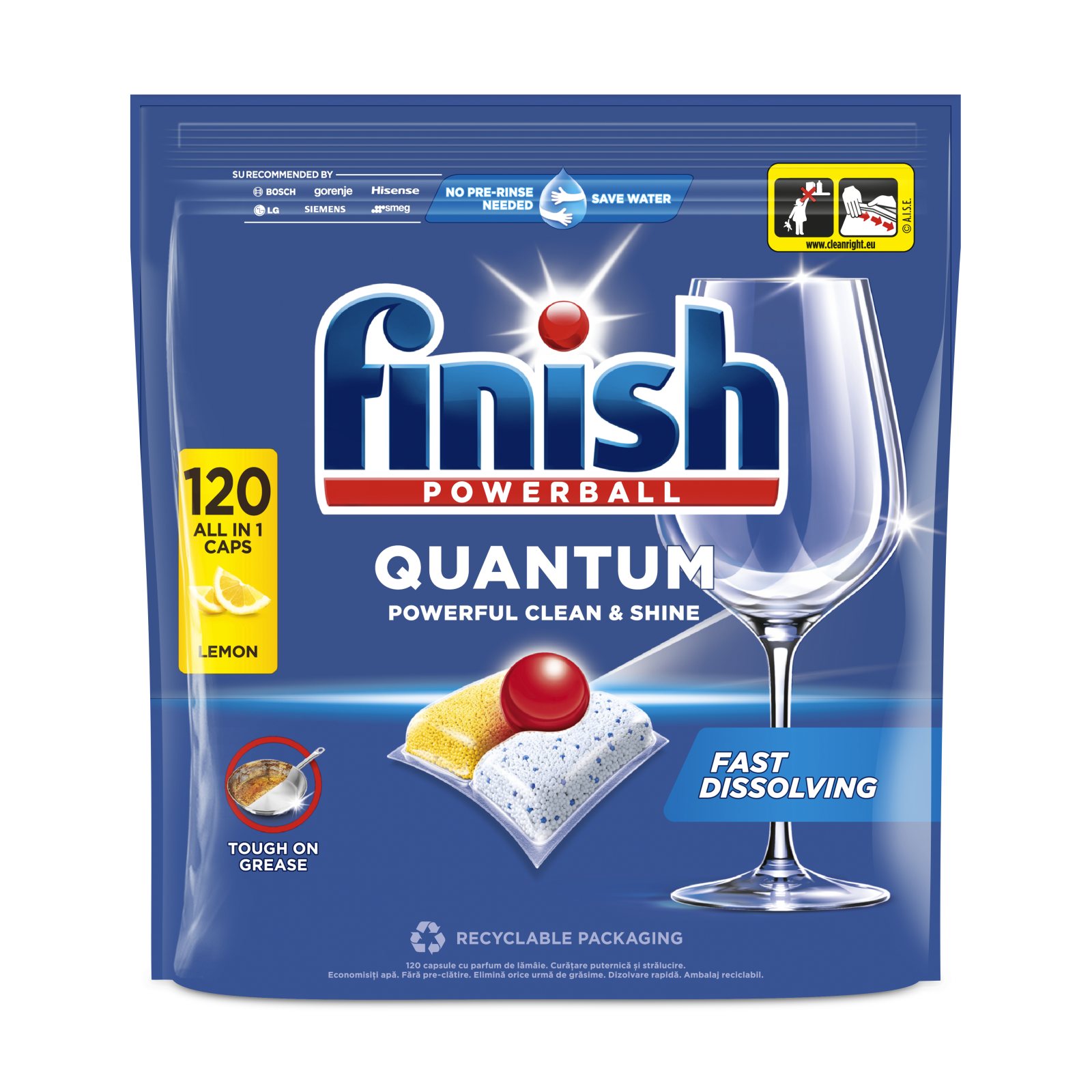 FINISH Κάψουλες Πλυντηρίου Πιάτων Quantum Allin1 Lemon 120 Τεμάχια
