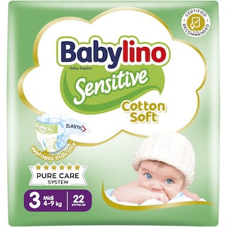 BABYLINO | Πάνες Μωρού Sensitive Cotton Soft Νο3 22 Τεμάχια