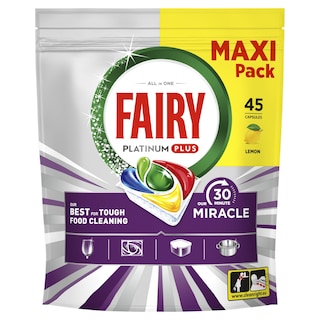 FAIRY | Κάψουλες Πλυντηρίου Πιάτων Platinum Plus Miracle Λεμόνι 45 Τεμάχια