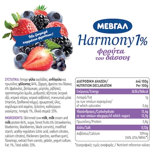 HARMONY | Επιδόρπιο Γιαουρτιού Φρούτα του Δάσους 1% 2x170g