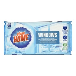 CLEAN HOME | Υγρά Μαντηλάκια Καθαρισμού Τζαμιών 40 Τεμάχια