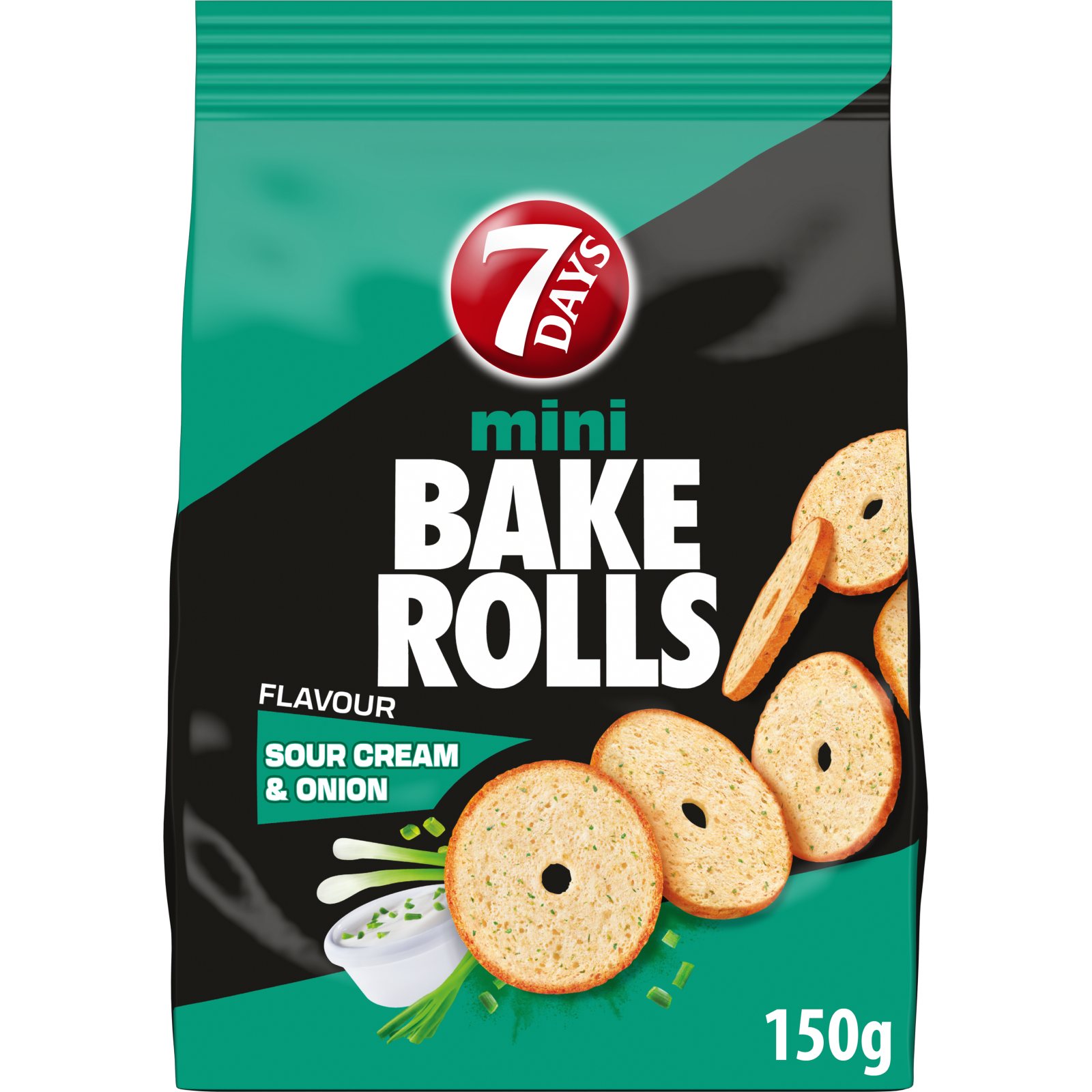 7DAYS | Mini Bake Rolls Sour Cream & Onion 150g | AB