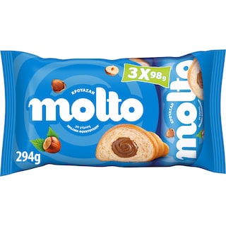 MOLTO Κρουασάν Πραλίνα Φουντουκιού 3x98g
