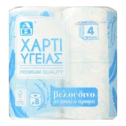 ΑΒ | Χαρτί Υγείας Απαλό Άρωμα 4 Φύλλα 8 Ρολά 984g