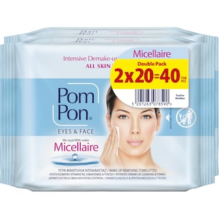 POM PON | Υγρά Μαντήλια Ντεμακιγιάζ Micellaire 2x20 Tεμάχια