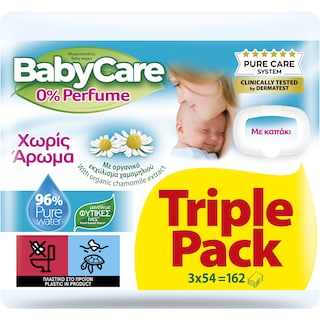 BABY CARE | Μωρομάντηλα Χωρίς Άρωμα 3x54 Τεμάχια