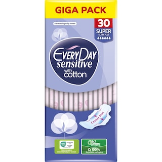 EVERY DAY | Σερβιέτες Sensitive Cotton Super Ultra Plus 30 Τεμάχια