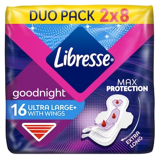 LIBRESSE | Σερβιέτες Goodnight Ultra+ Large με Φτερά 16 Τεμάχια