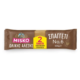 MISKO | Σπαγγέτι Νο6 Ολικής Άλεσης 2x500g