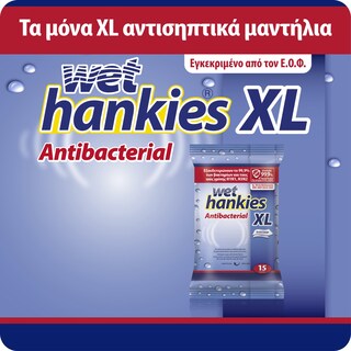 WET HANKIES | Αντιβακτηριδιακά Μαντηλάκια XL 4x15 Τεμάχια