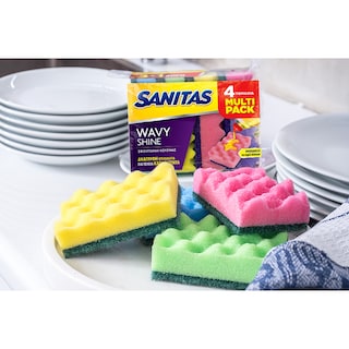 SANITAS | Σφουγγαράκια Κουζίνας Wavy Shine 4 Τεμάχια