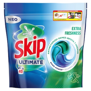 SKIP | Κάψουλες Πλυντηρίου Ρούχων Ultimate Extra Freshness 40 Τεμάχια