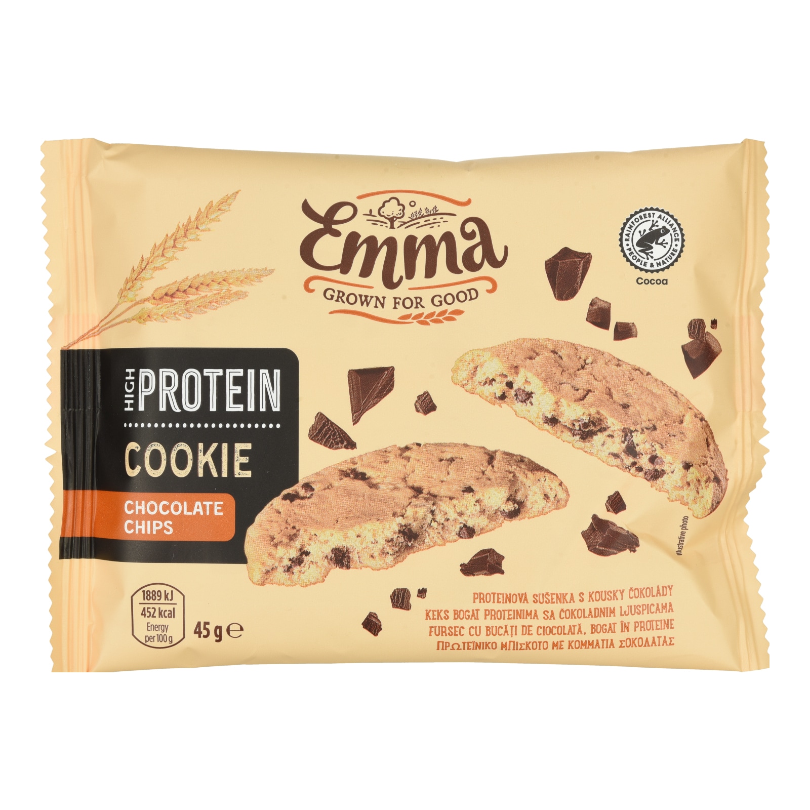 Μπισκότο Πρωτεΐνης Κομμάτια Σοκολάτας 45g