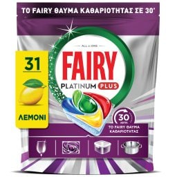 FAIRY | Κάψουλες Πλυντηρίου Πιάτων Platinum Plus Miracle Λεμόνι 31 Τεμάχια