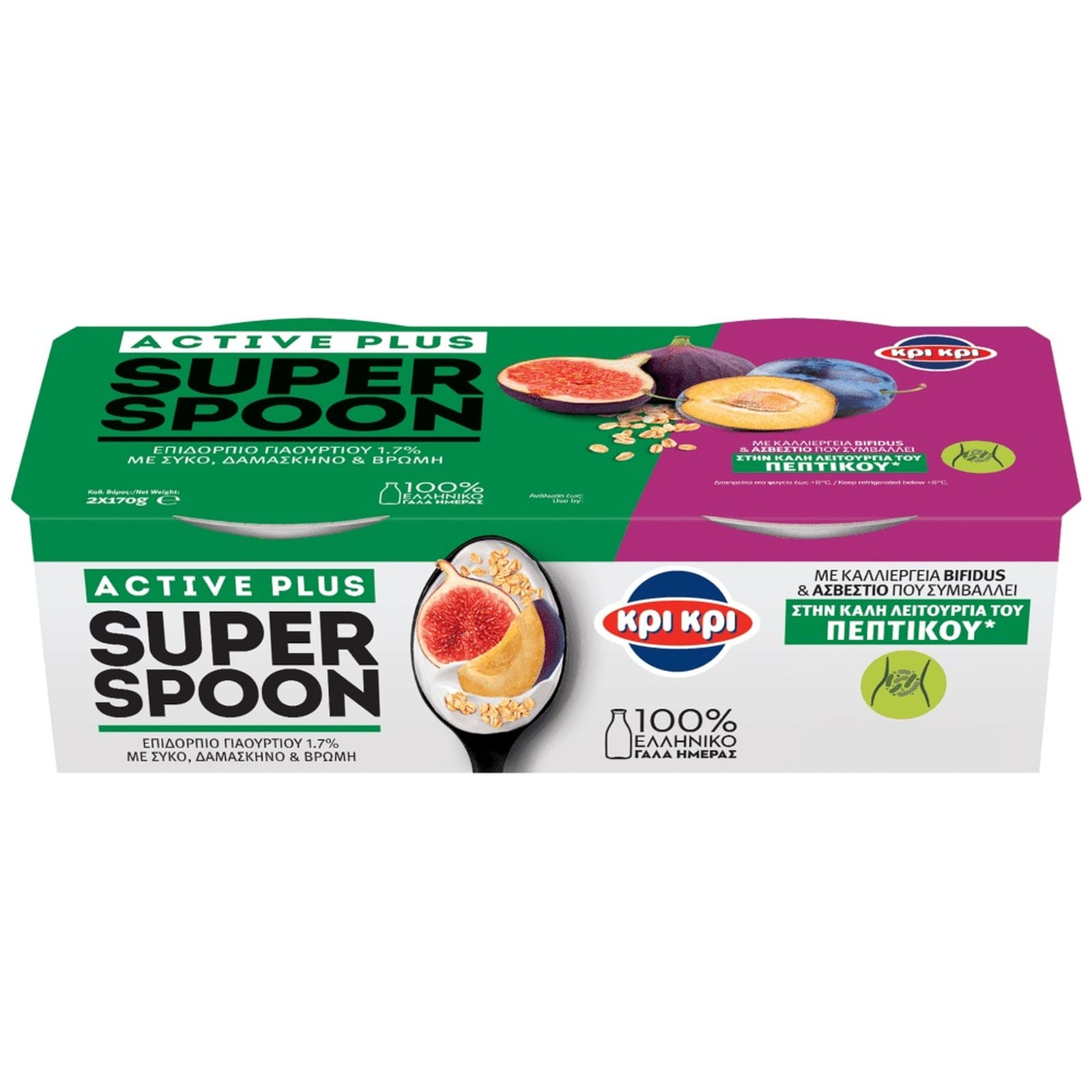 ΚΡΙ ΚΡΙ Επιδόρπιο Γιαουρτιού Super Spoon Σύκο Δαμάσκηνο 2x170g