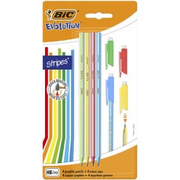 BIC | Σετ Μολύβια Evolution Stripes με Γόμα & Καπάκι 8 Τεμάχια