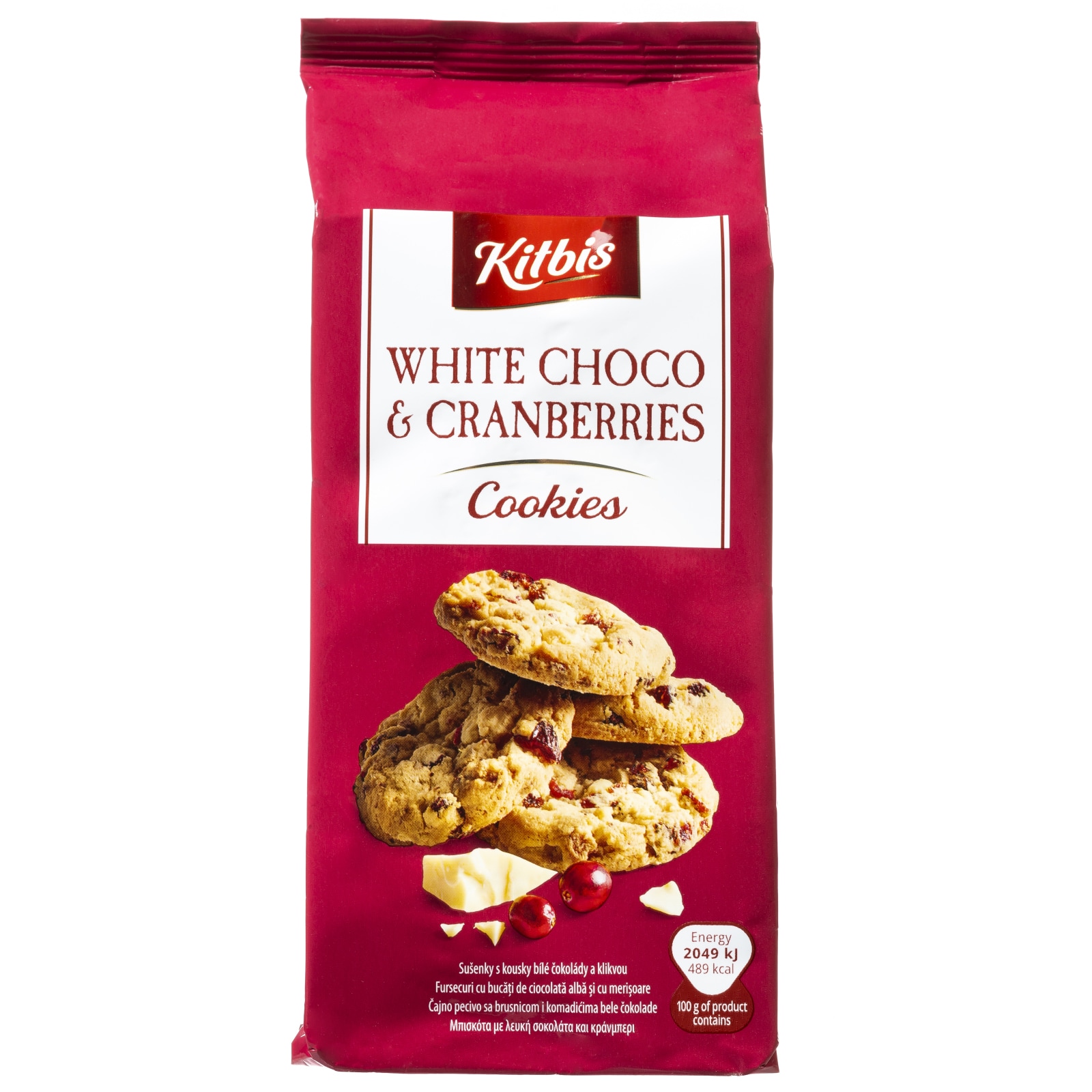 KITBIS Μπισκότα Cookies Λευκή Σοκολάτα και Κράνμπερι 200gr