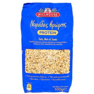 MILLHOUSE | Νιφάδες Βρώμης Protein Σπόροι Ξηροί Καρποί 500g
