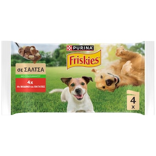 FRISKIES | Σκυλοτροφή Βοδινό και Πατάτες σε Σάλτσα 4x85g