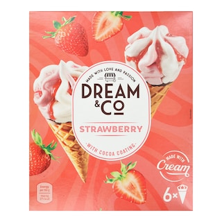 DREAM & CO | Παγωτό Χωνάκι Φράουλα 6x65g