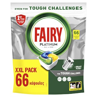 FAIRY | Κάψουλες Πλυντηρίου Πιάτων Platinum Lemon 66 Τεμάχια