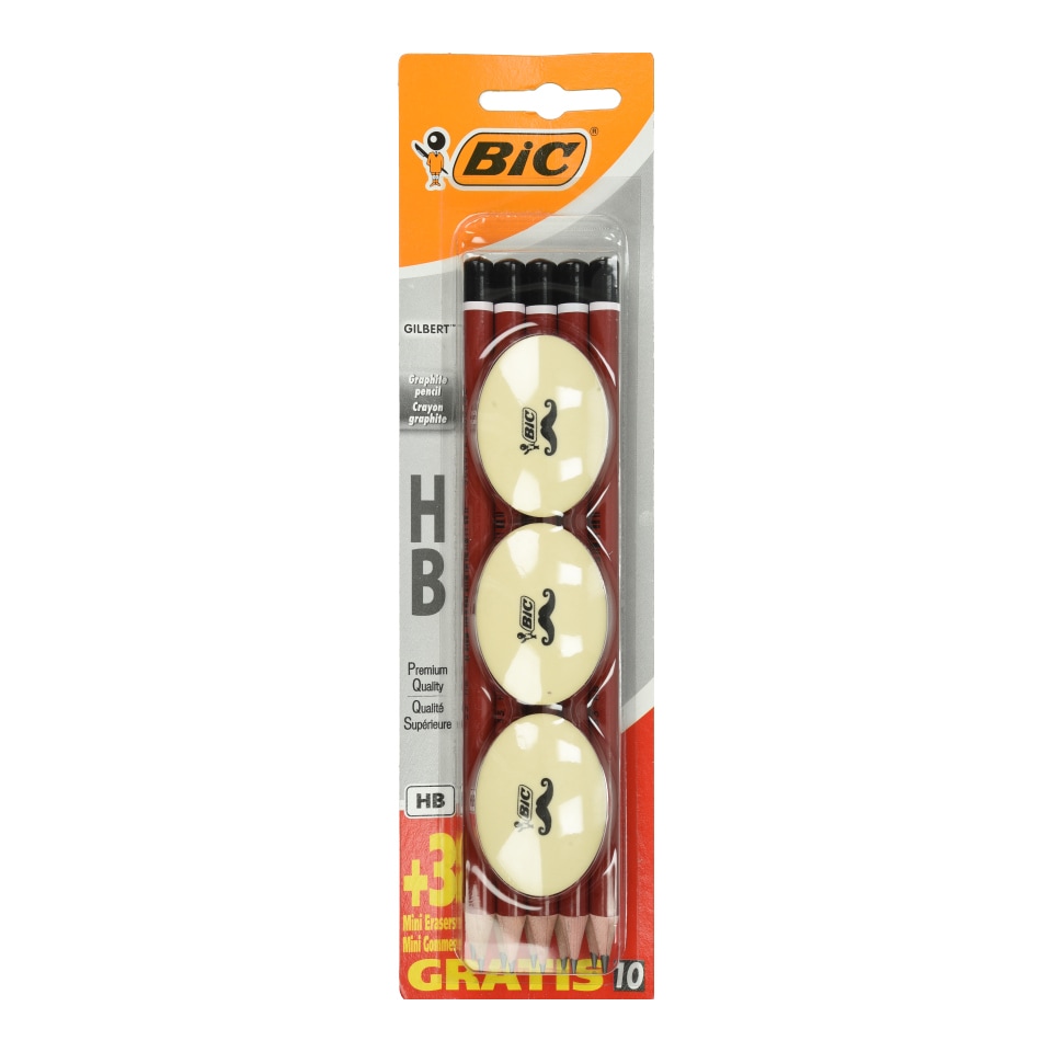 BIC Μολύβια Γραφίτη Gilbert 10 Τεμ +3 Γόμες Δώρο