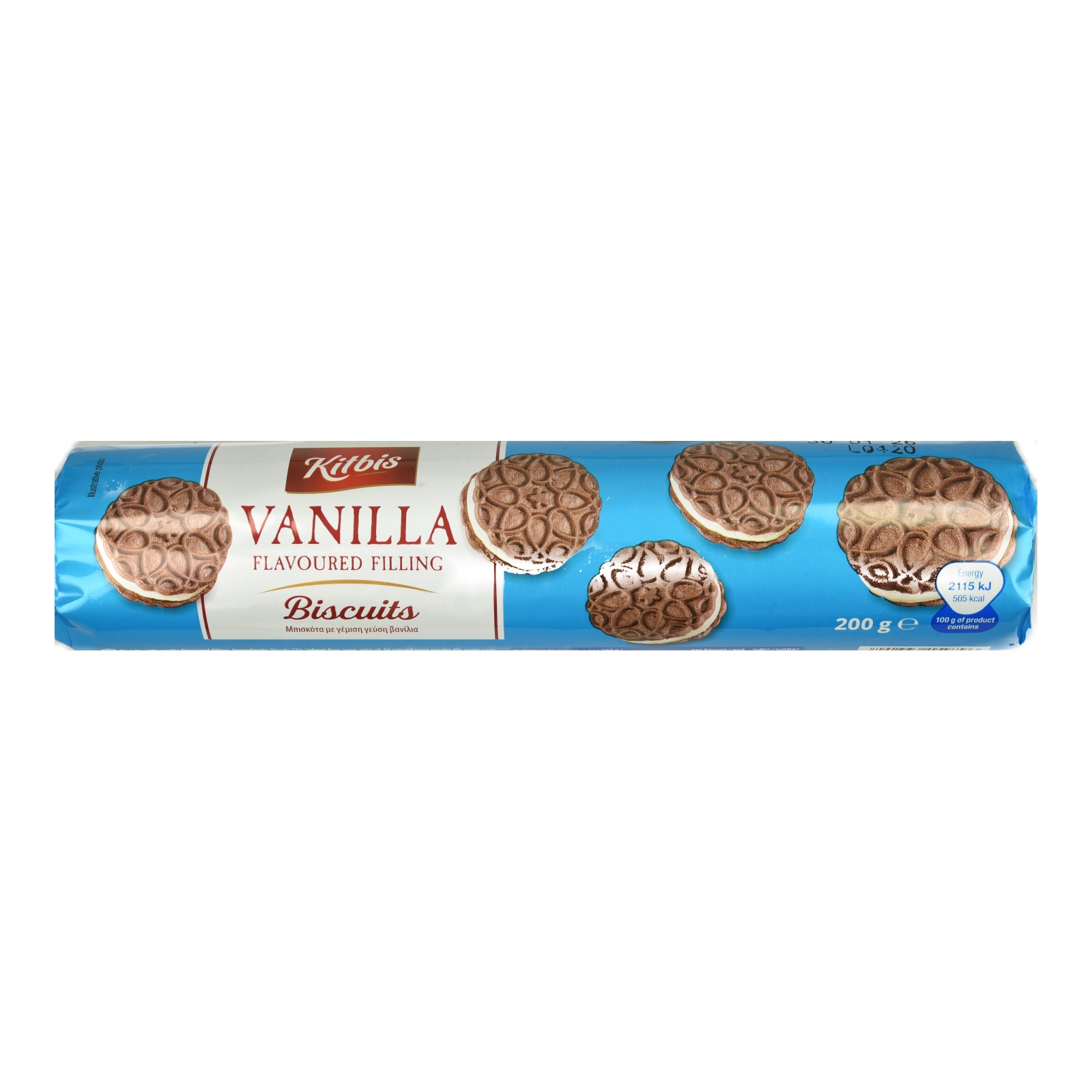 KITBIS Μπισκότα Γεμιστά Βανίλια 200g