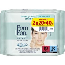 POM PON | Υγρά Μαντήλια Ντεμακιγιάζ Sensitive Skin 2x20 Tεμάχια